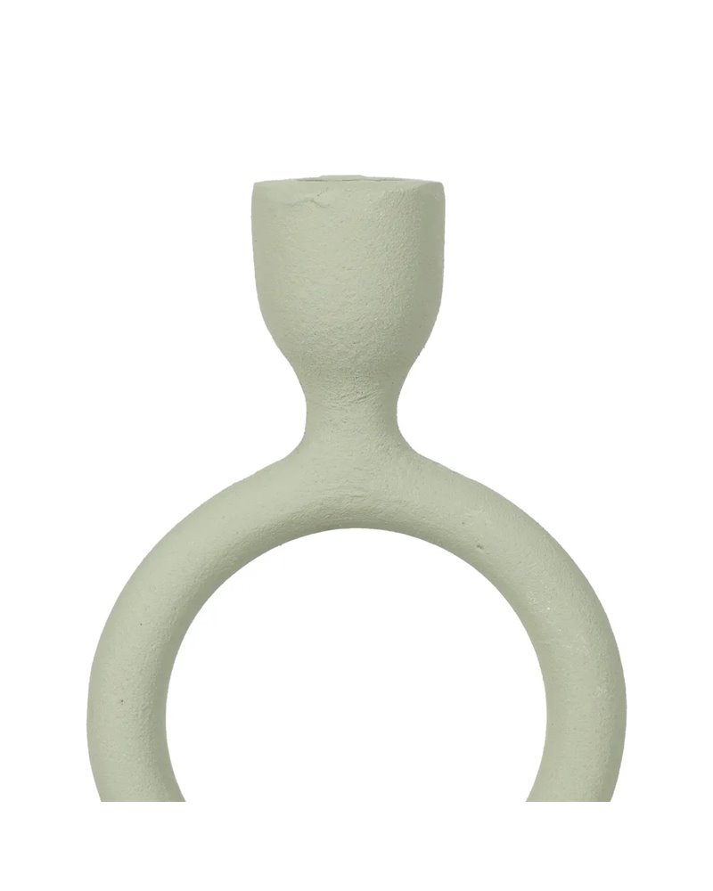 PORTAVELAS VERDE CLARO METAL 9 X 7 X 25 CM