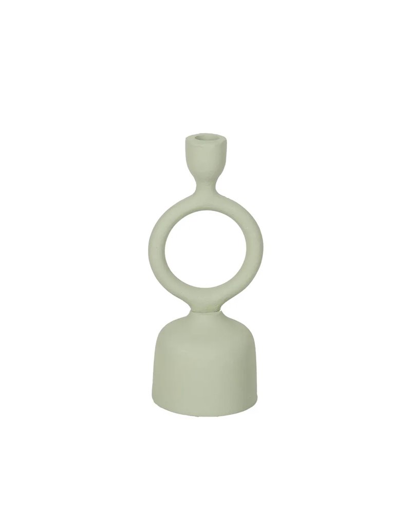 PORTAVELAS VERDE CLARO METAL 9 X 7 X 25 CM
