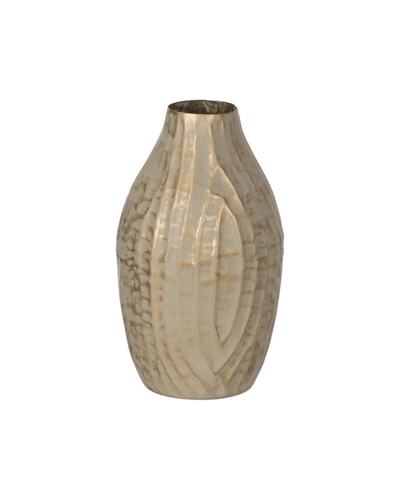 JARRÓN ORO-BEIGE METAL 16 X 16 X 30 CM JARRÓN ORO-BEIGE METAL 16 X 16 X 30 CM