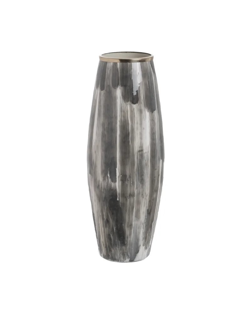 JARRÓN BLANCO Y NEGRO METAL-CRISTAL 23 X 23 X 61 CM JARRÓN BLANCO Y NEGRO METAL-CRISTAL 23 X 23 X 61 CM