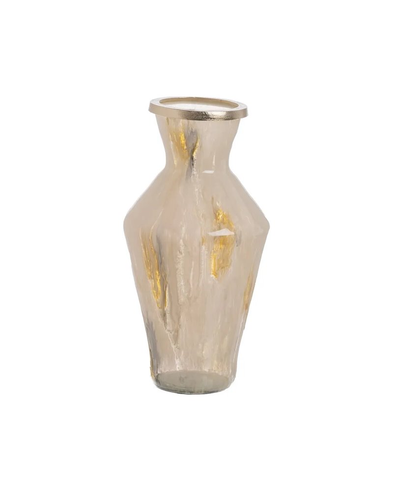 JARRÓN METAL-CRISTAL DECORACIÓN 25,50 X 25,50 X 48 CM JARRÓN METAL-CRISTAL DECORACIÓN 25,50 X 25,50 X 48 CM
