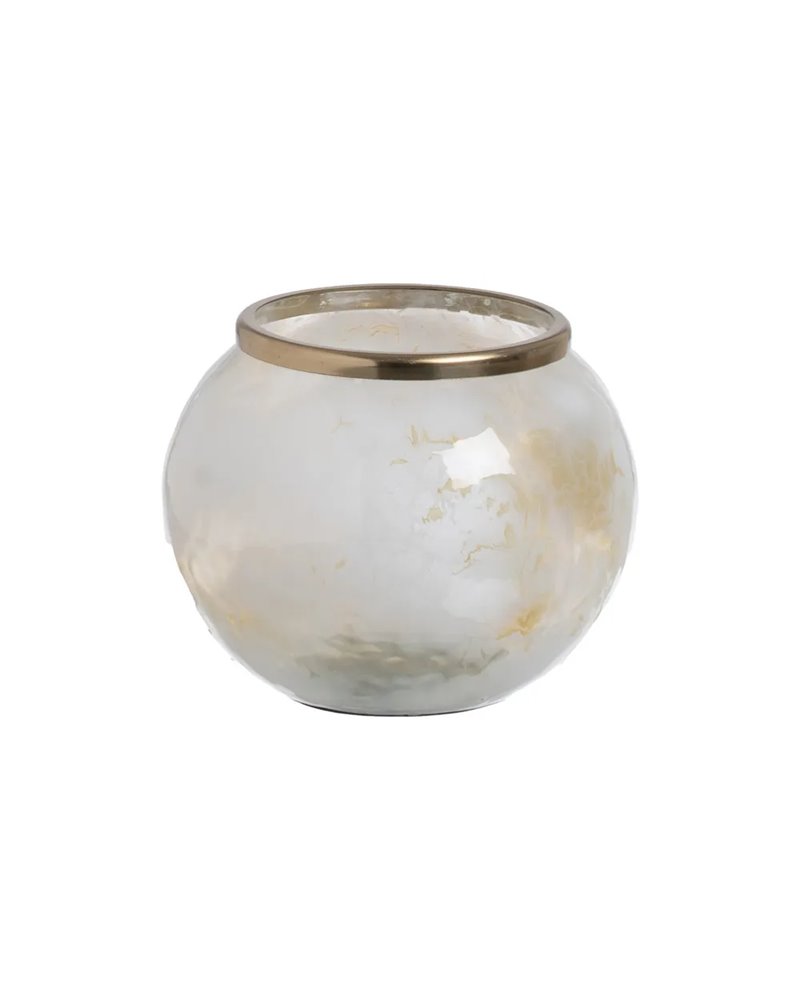 JARRÓN BLANCO-CHAMPÁN METAL-CRISTAL 19 X 19 X 13 CM JARRÓN BLANCO-CHAMPÁN METAL-CRISTAL 19 X 19 X 13 CM