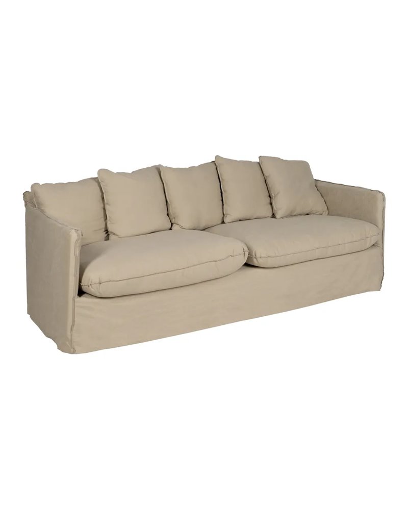 SOFÁ 3 PLAZAS BEIGE TEJIDO-MADERA 216 X 94 X 93 CM