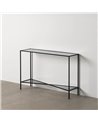 CONSOLA NEGRO METAL-CRISTAL 100 X 30 X 70 CM