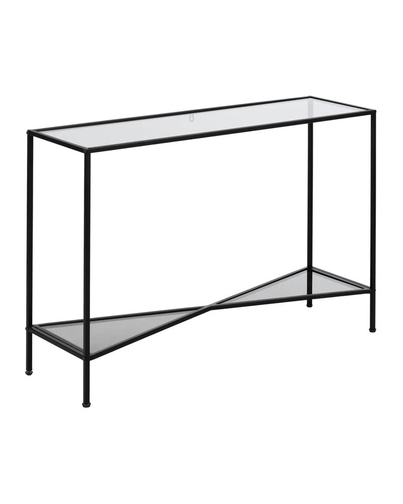 CONSOLA NEGRO METAL-CRISTAL 100 X 30 X 70 CM