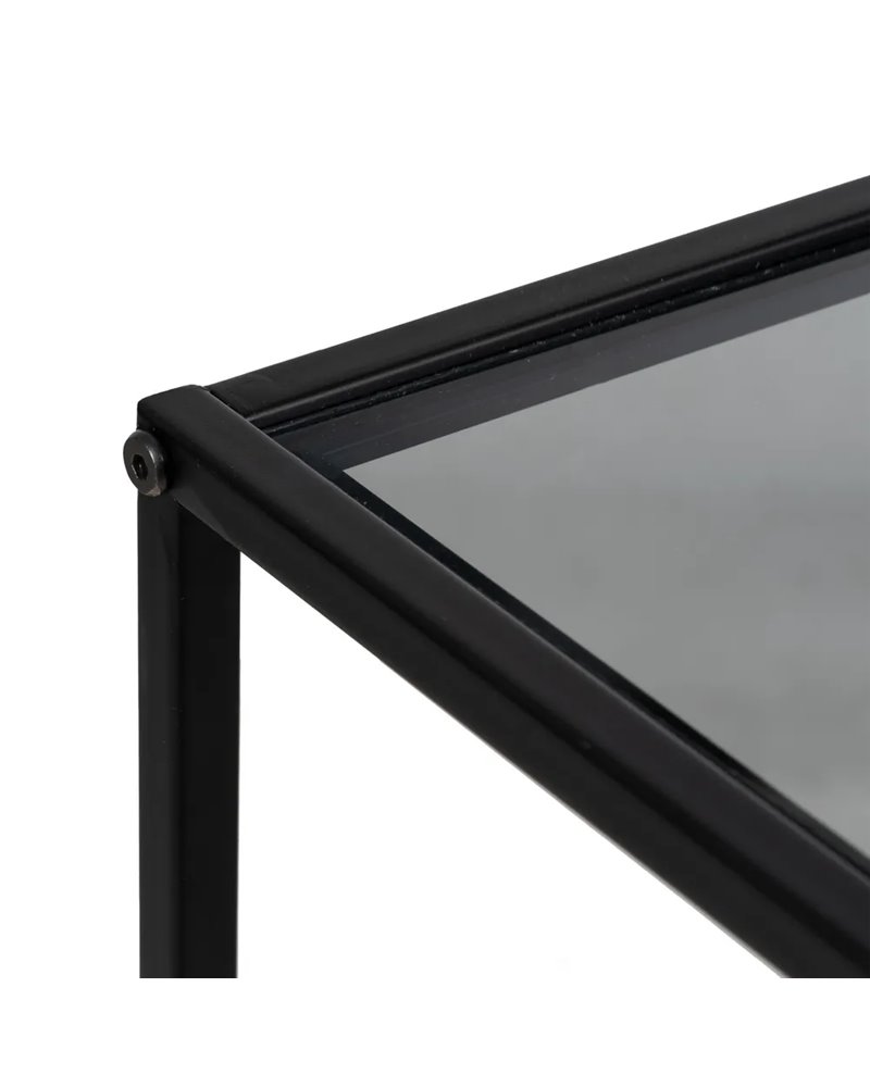 CONSOLA NEGRO METAL-CRISTAL 100 X 30 X 70 CM