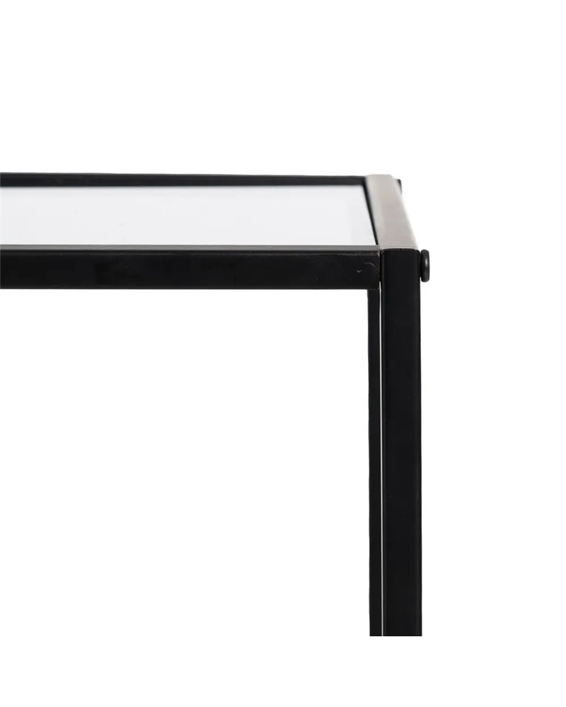 CONSOLA NEGRO METAL-CRISTAL 100 X 30 X 70 CM