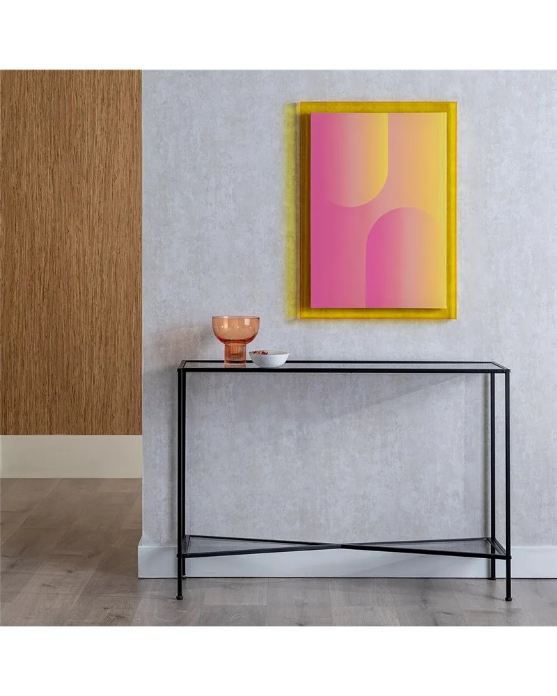 CONSOLA NEGRO METAL-CRISTAL 100 X 30 X 70 CM