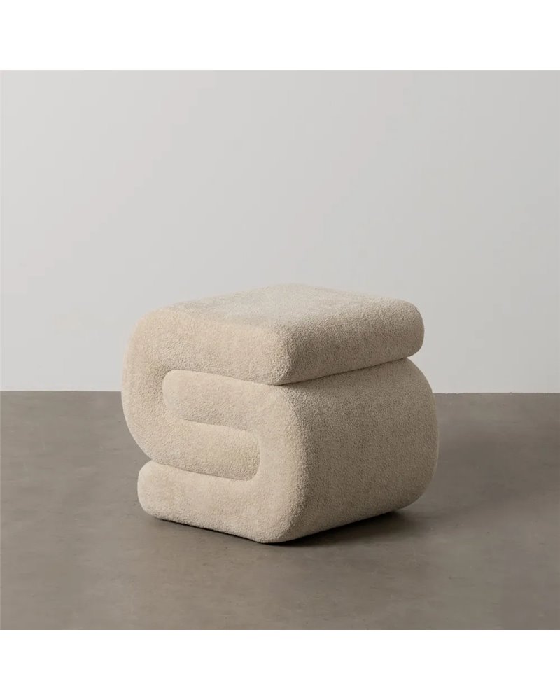 PUF BEIGE TEJIDO SALÓN 51 X 47 X 45 CM