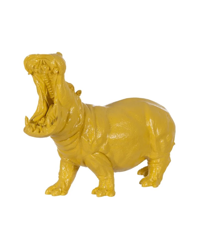 FIGURA HIPOPÓTAMO AMARILLO RESINA 66 X 25,50 X 51 CM