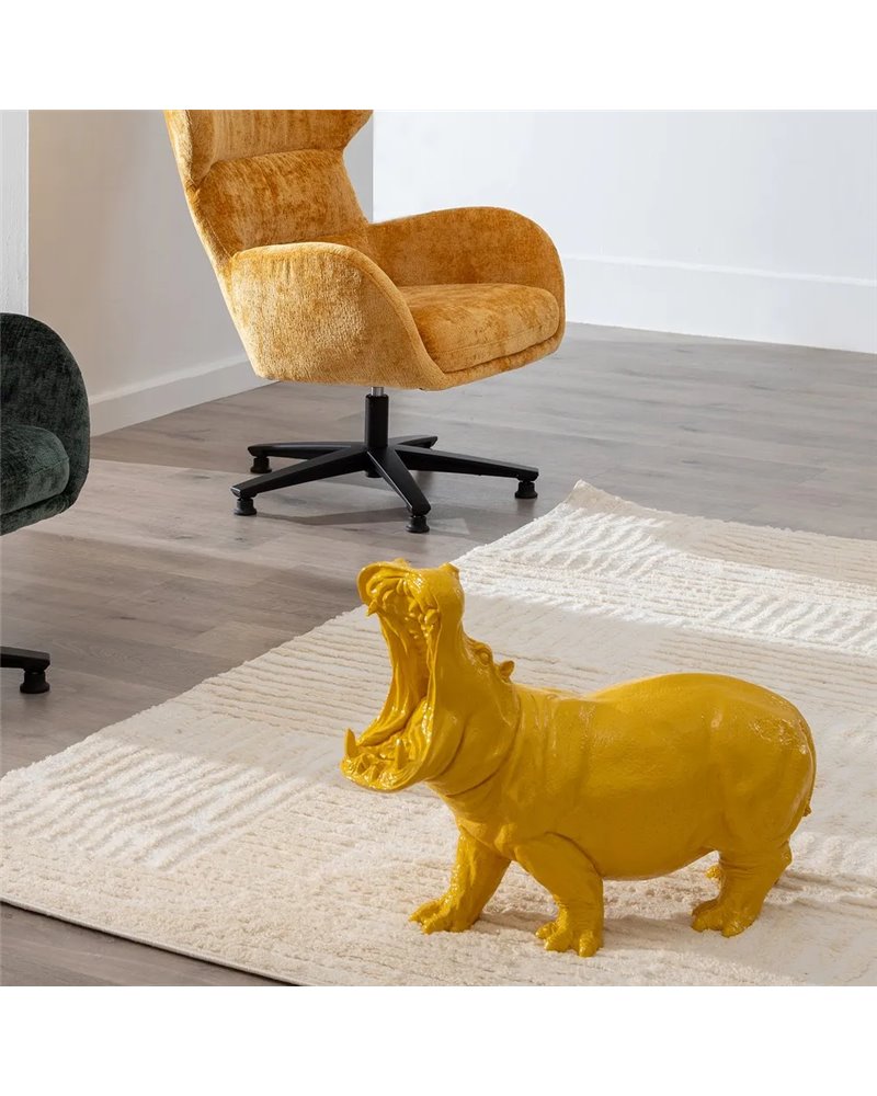FIGURA HIPOPÓTAMO AMARILLO RESINA 66 X 25,50 X 51 CM