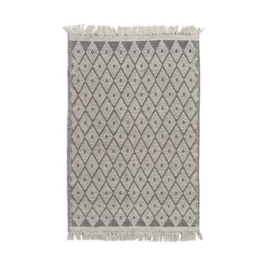ALFOMBRA BLANCO-NEGRO TEJIDO DECORACIÓN 160 X 230 CM