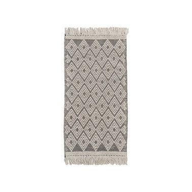 ALFOMBRA BLANCO-NEGRO TEJIDO DECORACIÓN 80 X 150 CM