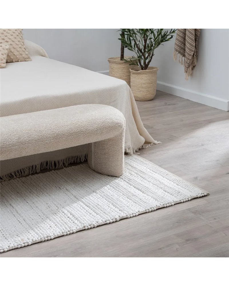 ALFOMBRA CREMA TEJIDO DECORACIÓN 80 X 150 CM