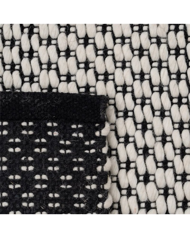 ALFOMBRA BLANCO-NEGRO TEJIDO DECORACIÓN 160 X 230 CM