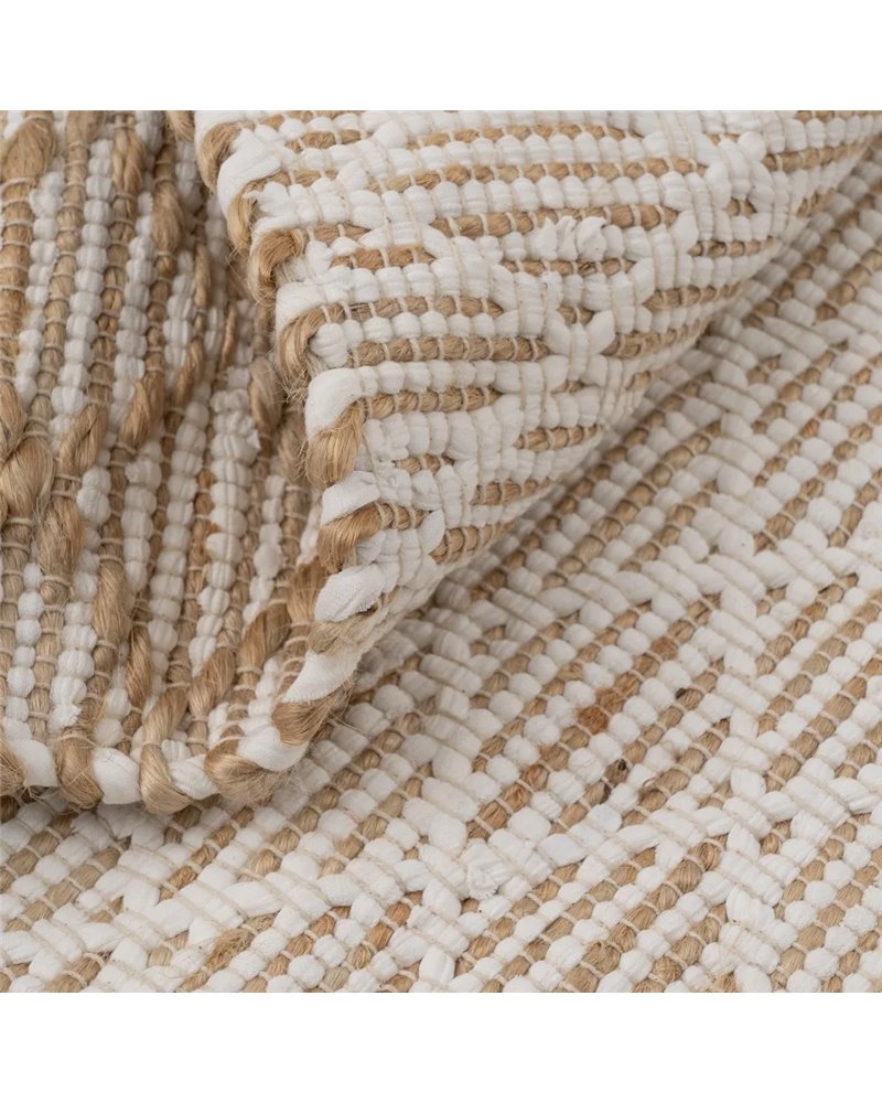 ALFOMBRA BLANCO-NATURAL YUTE-ALGODÓN 200 X 300 CM