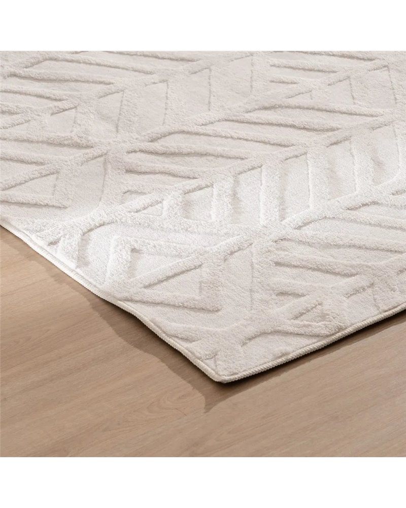 ALFOMBRA GEOMÉTRICO CRUDO POLIESTER 80 X 1,70 X 150 CM