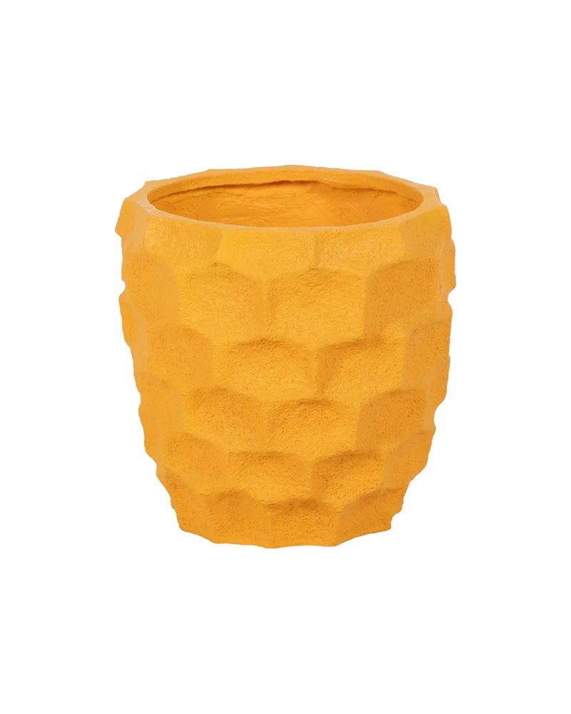 MACETERO AMARILLO RESINA DECORACIÓN 49 X 49 X 49 CM