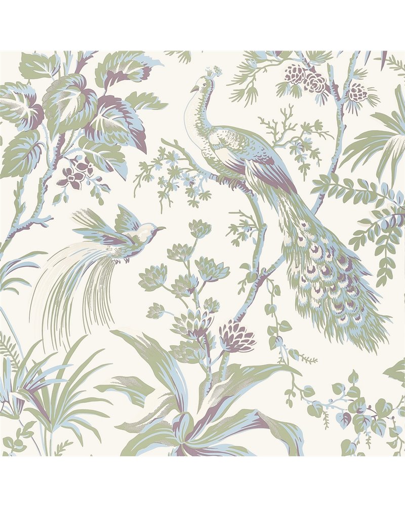 Peacock Toile Green and Plum AT57829 Peacock Toile Green and Plum AT57829