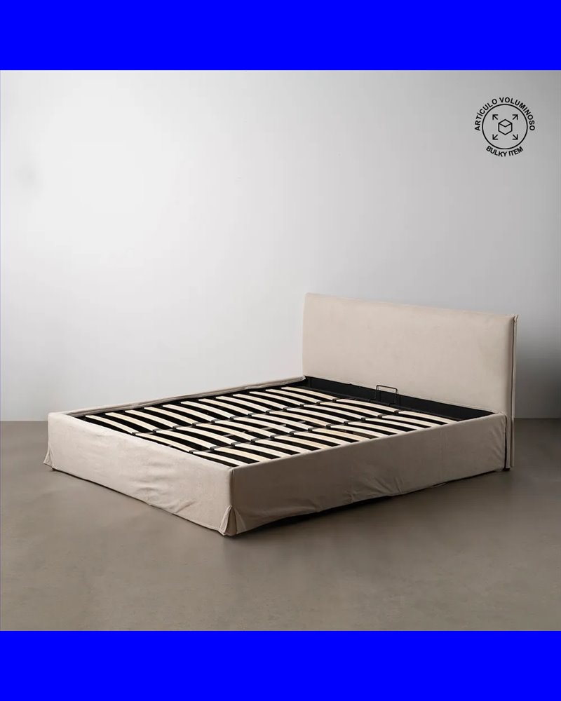 CAMA CANAPÉ BEIGE TEJIDO DORMITORIO 196 X 215 X 96 CM