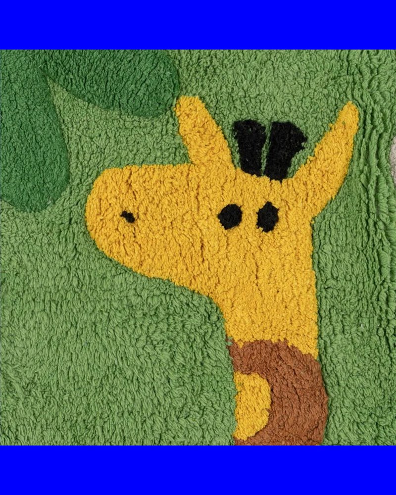 ALFOMBRA ANIMALES VERDE ALGODÓN INFANTIL 135 X 100 CM
