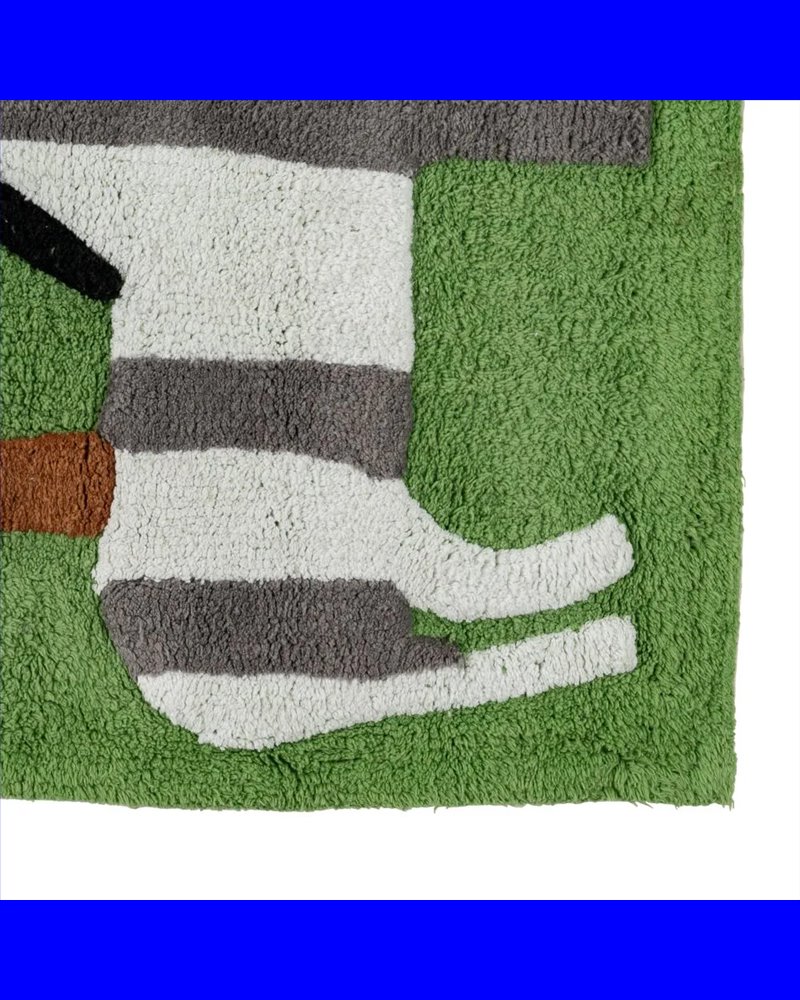 ALFOMBRA ANIMALES VERDE ALGODÓN INFANTIL 175 X 90 CM