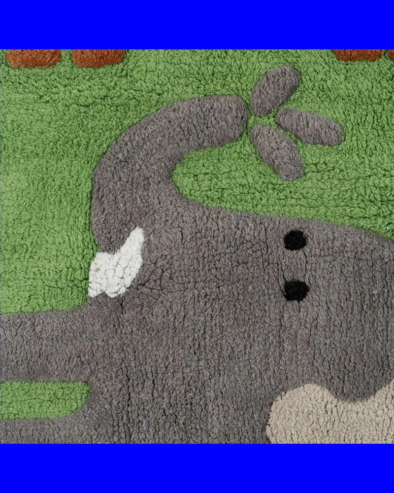ALFOMBRA ANIMALES VERDE ALGODÓN INFANTIL 175 X 90 CM