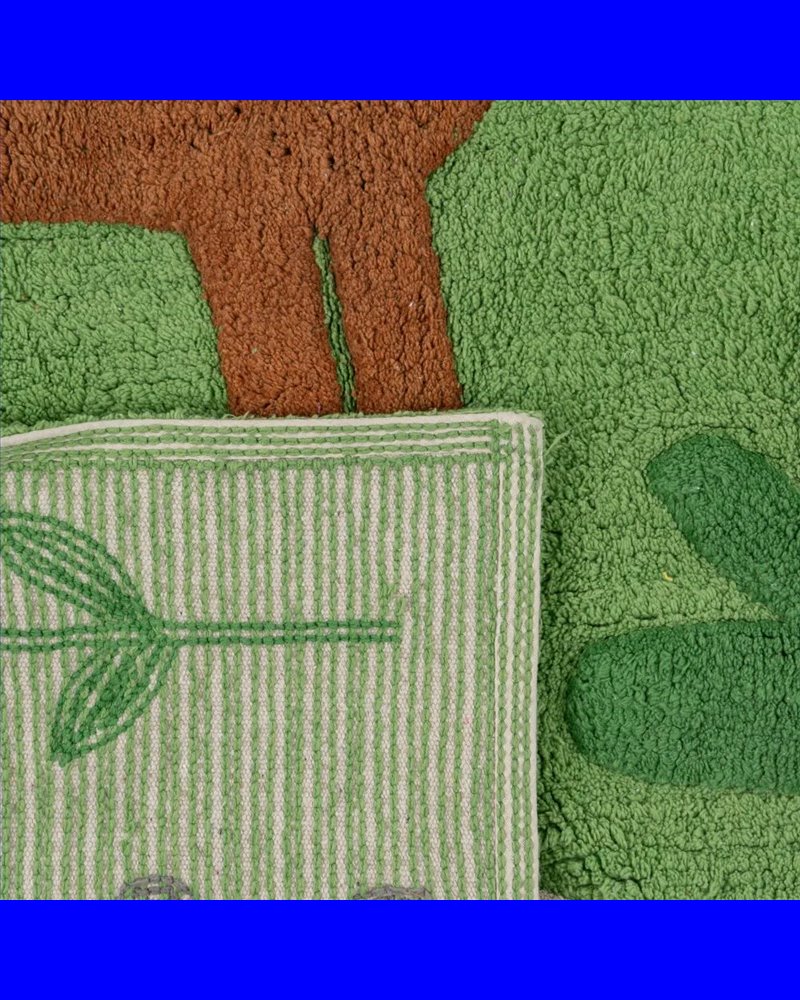 ALFOMBRA ANIMALES VERDE ALGODÓN INFANTIL 175 X 90 CM