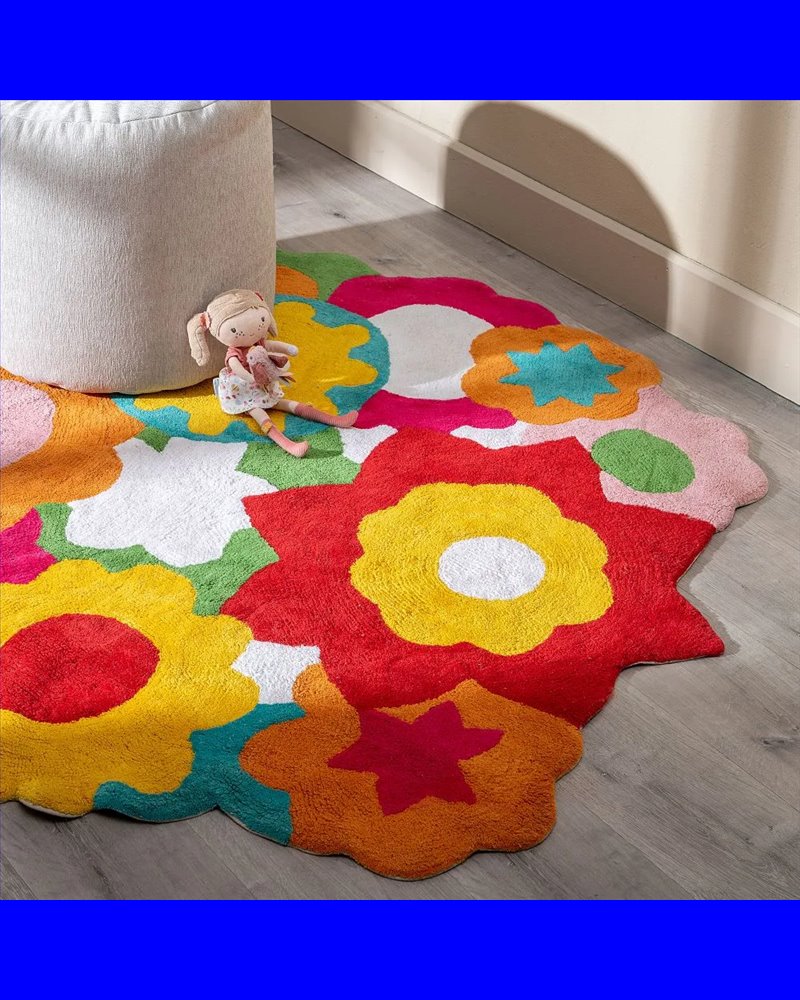 ALFOMBRA FLORES ALGODÓN INFANTIL 150 CM