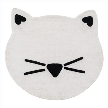 ALFOMBRA GATO BLANCO-NEGRO ALGODÓN 150 CM