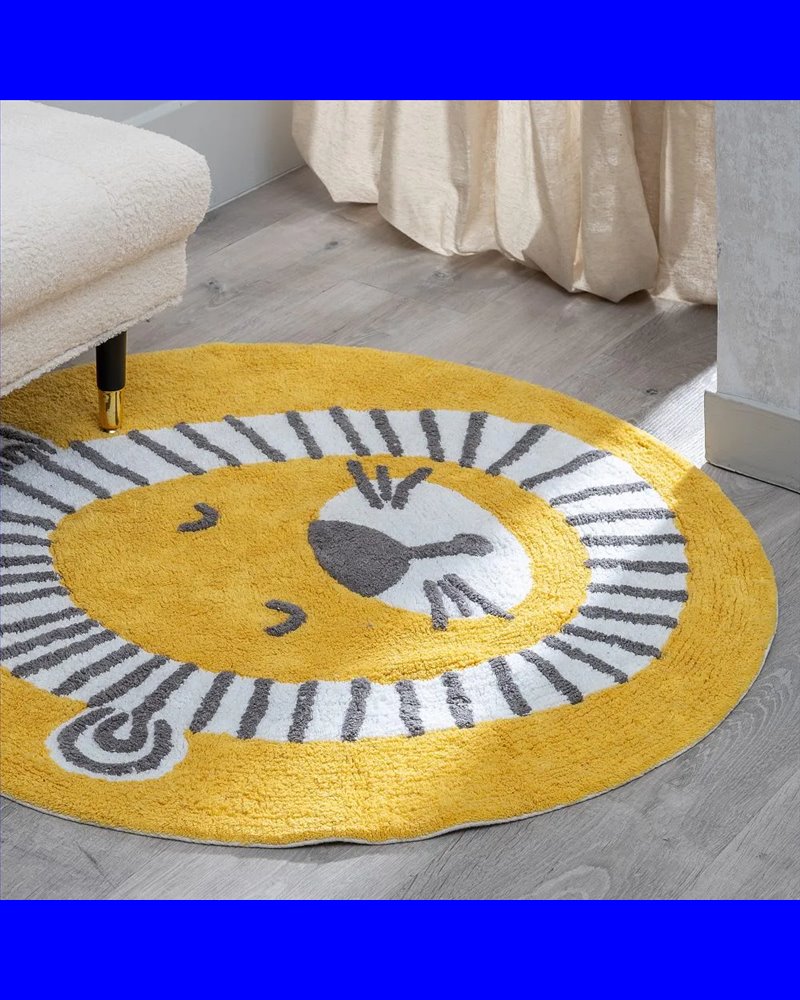 ALFOMBRA LEÓN AMARILLO ALGODÓN INFANTIL 100 CM