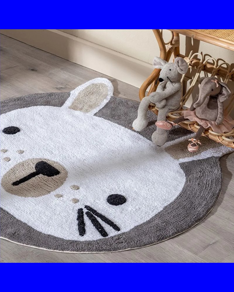 ALFOMBRA CONEJO GRIS ALGODÓN INFANTIL 100 CM