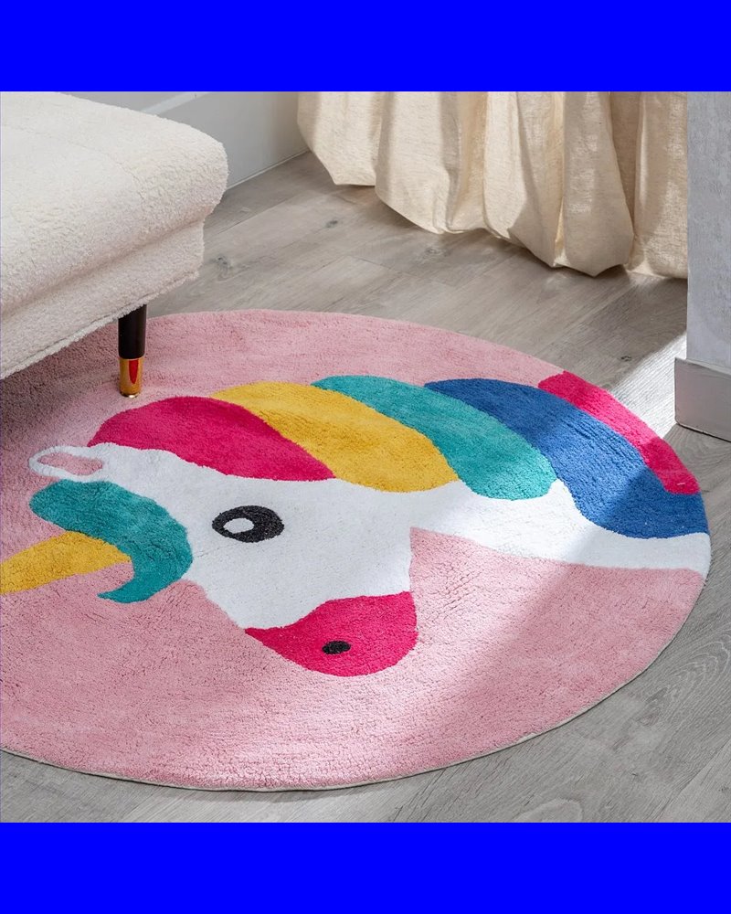 ALFOMBRA UNICORNIO ROSA ALGODÓN INFANTIL 100 CM