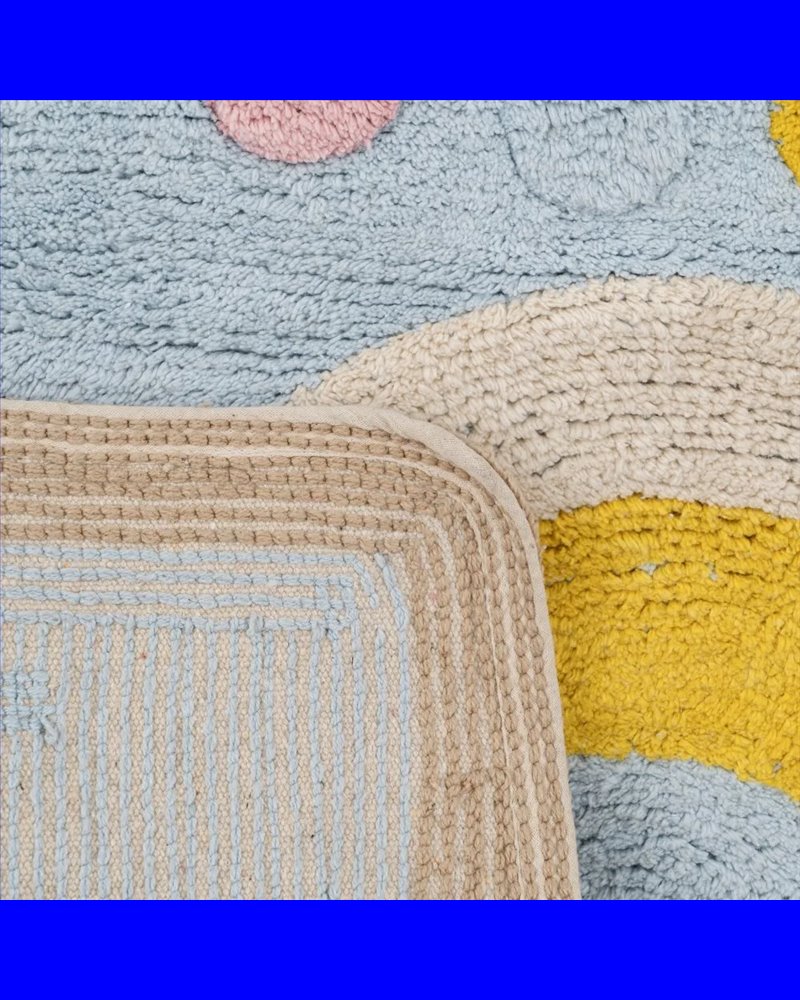 ALFOMBRA CIRCO AZUL ALGODÓN INFANTIL 100 X 74 CM