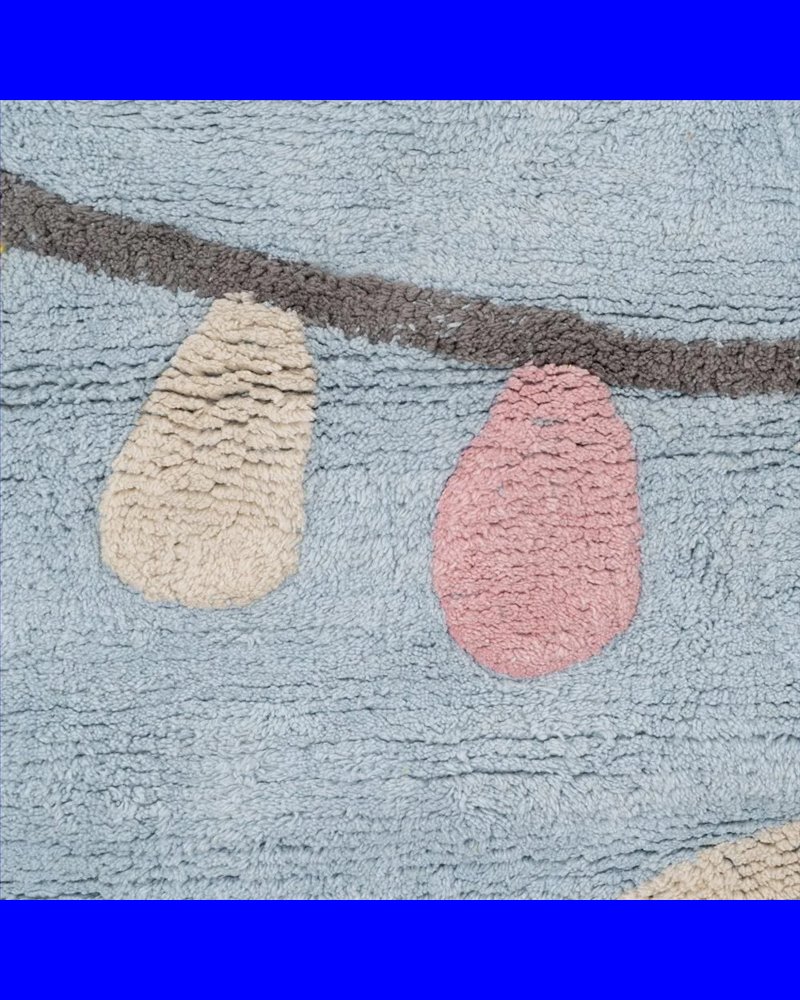 ALFOMBRA CIRCO AZUL ALGODÓN INFANTIL 150 X 110 CM