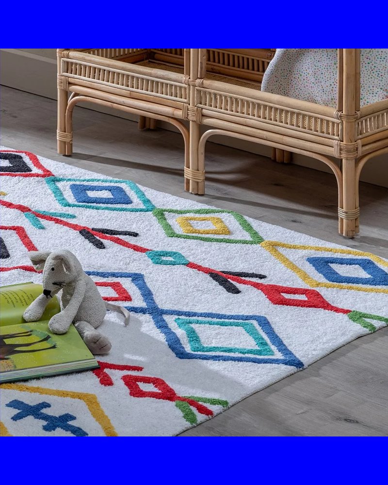 ALFOMBRA ÉTNICO ALGODÓN INFANTIL 175 X 90 CM
