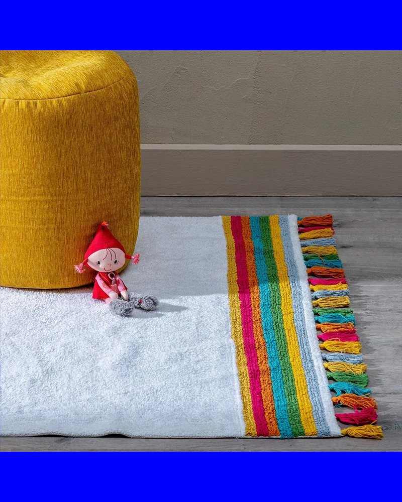 ALFOMBRA MAEVE BLANCO ALGODÓN INFANTIL 135 X 100 CM