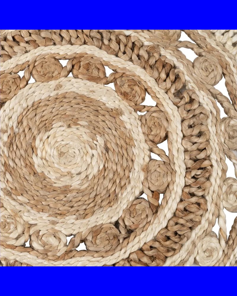 ALFOMBRA NATURAL-BLANCO YUTE DECORACIÓN 120 X 120 CM