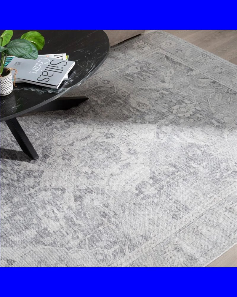 ALFOMBRA GRIS POLIESTER-ALGODÓN 80 X 150 CM