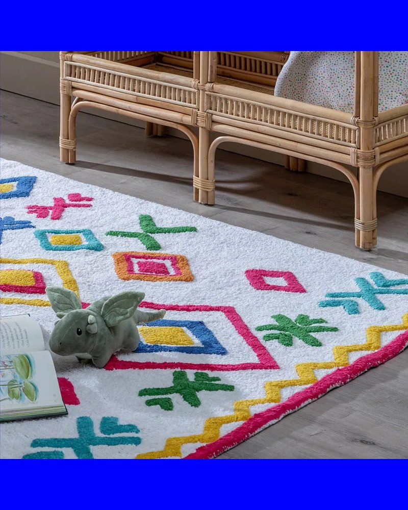 ALFOMBRA ÉTNICO ALGODÓN INFANTIL 175 X 90 CM