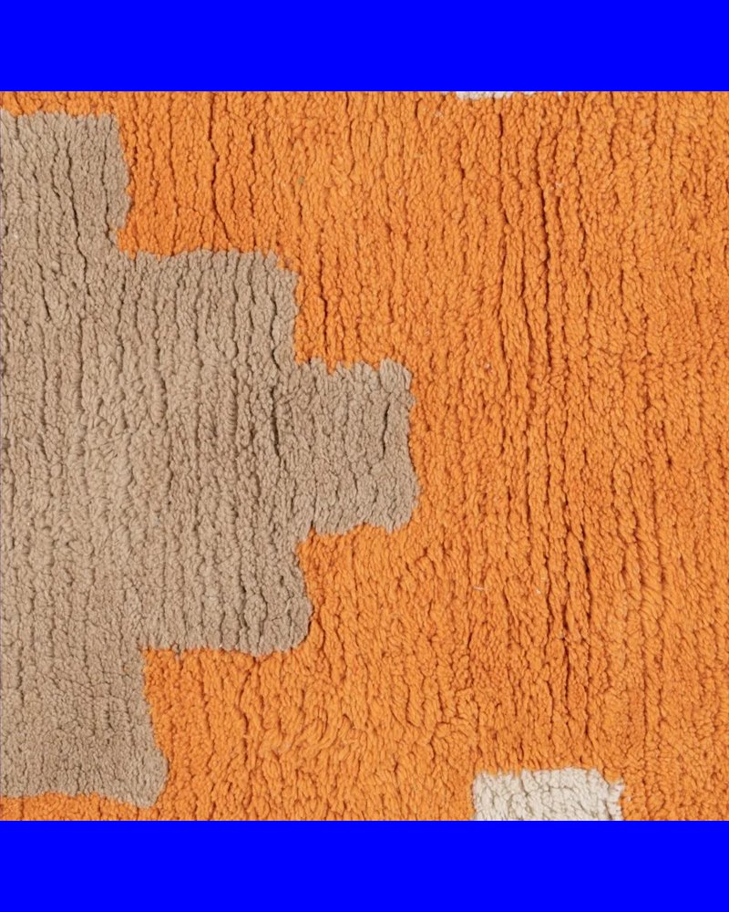 ALFOMBRA AZTECA BLANCO-NARANJA ALGODÓN 135 X 100 CM