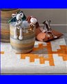 ALFOMBRA AZTECA BLANCO-NARANJA ALGODÓN 135 X 100 CM