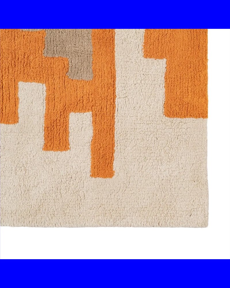 ALFOMBRA AZTECA BLANCO-NARANJA ALGODÓN 160 X 120 CM