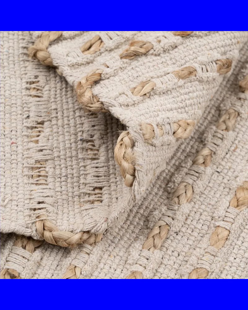 ALFOMBRA NATURAL-BLANCO YUTE-ALGODÓN 160 X 230 CM