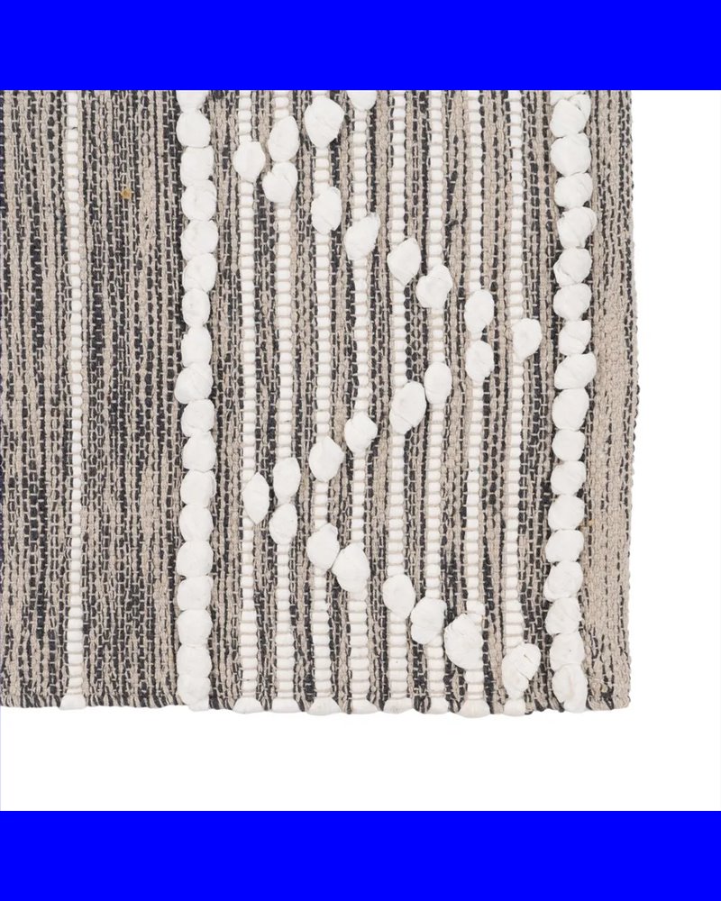 ALFOMBRA GRIS-BLANCO POLIESTER-ALGODÓN 80 X 150 CM