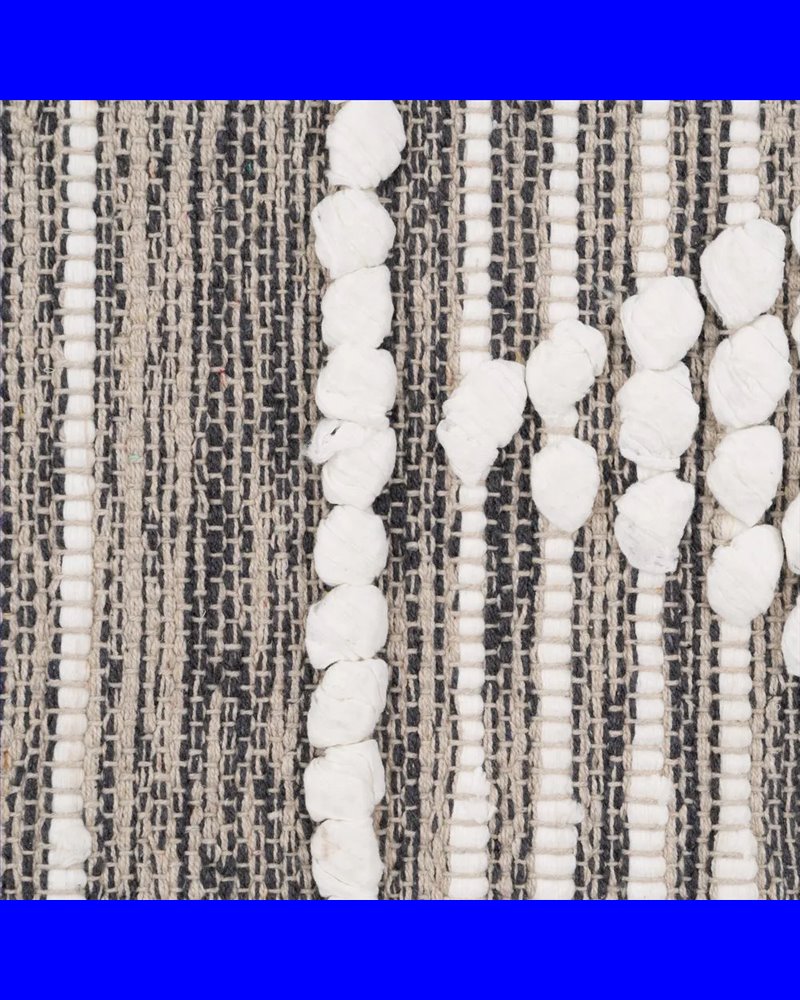 ALFOMBRA GRIS-BLANCO POLIESTER-ALGODÓN 80 X 150 CM