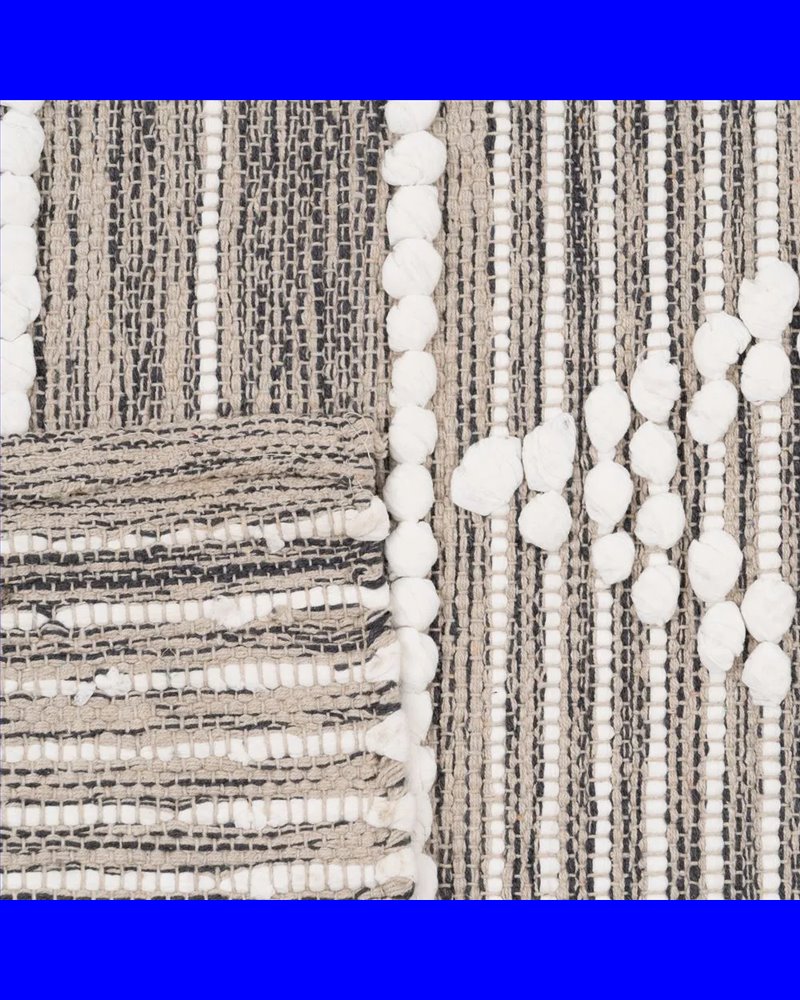 ALFOMBRA GRIS-BLANCO POLIESTER-ALGODÓN 120 X 180 CM
