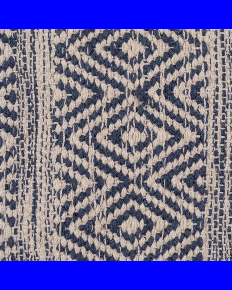ALFOMBRA AZUL-BLANCO POLIESTER-ALGODÓN 160 X 230 CM