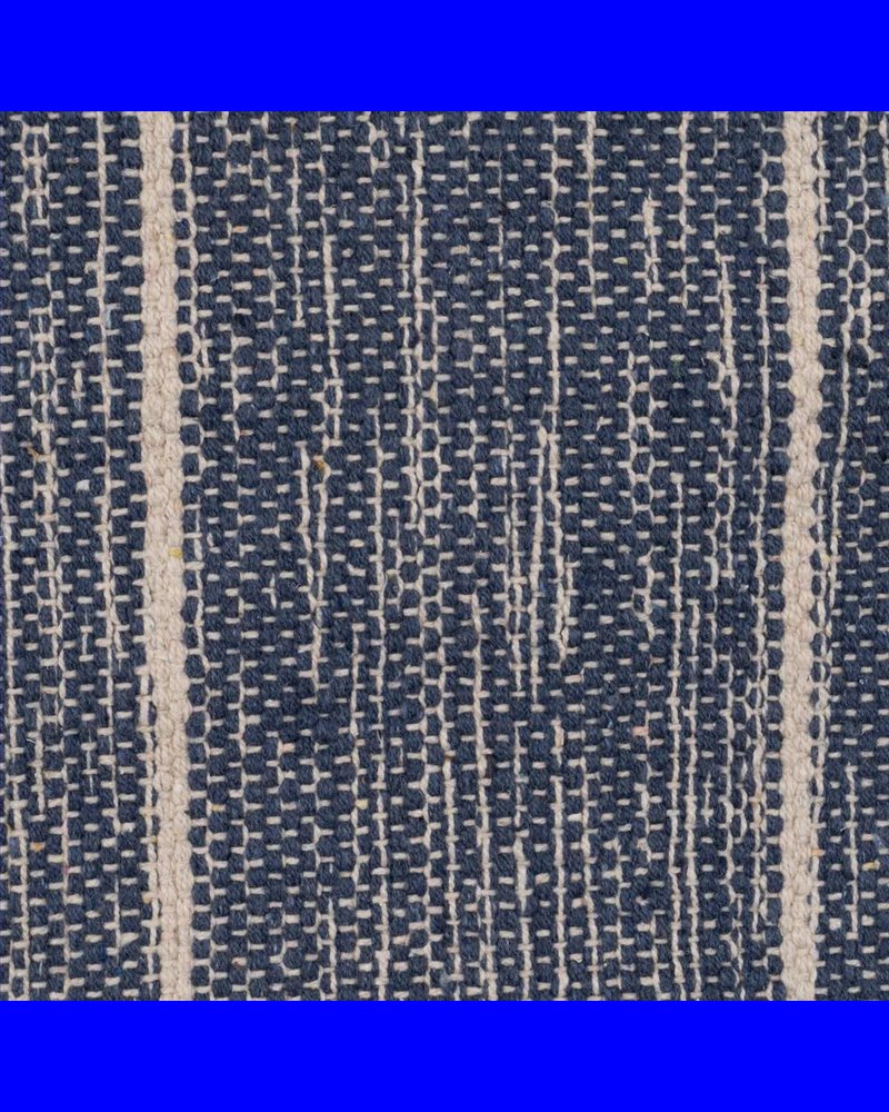 ALFOMBRA AZUL-BLANCO POLIESTER-ALGODÓN 160 X 230 CM