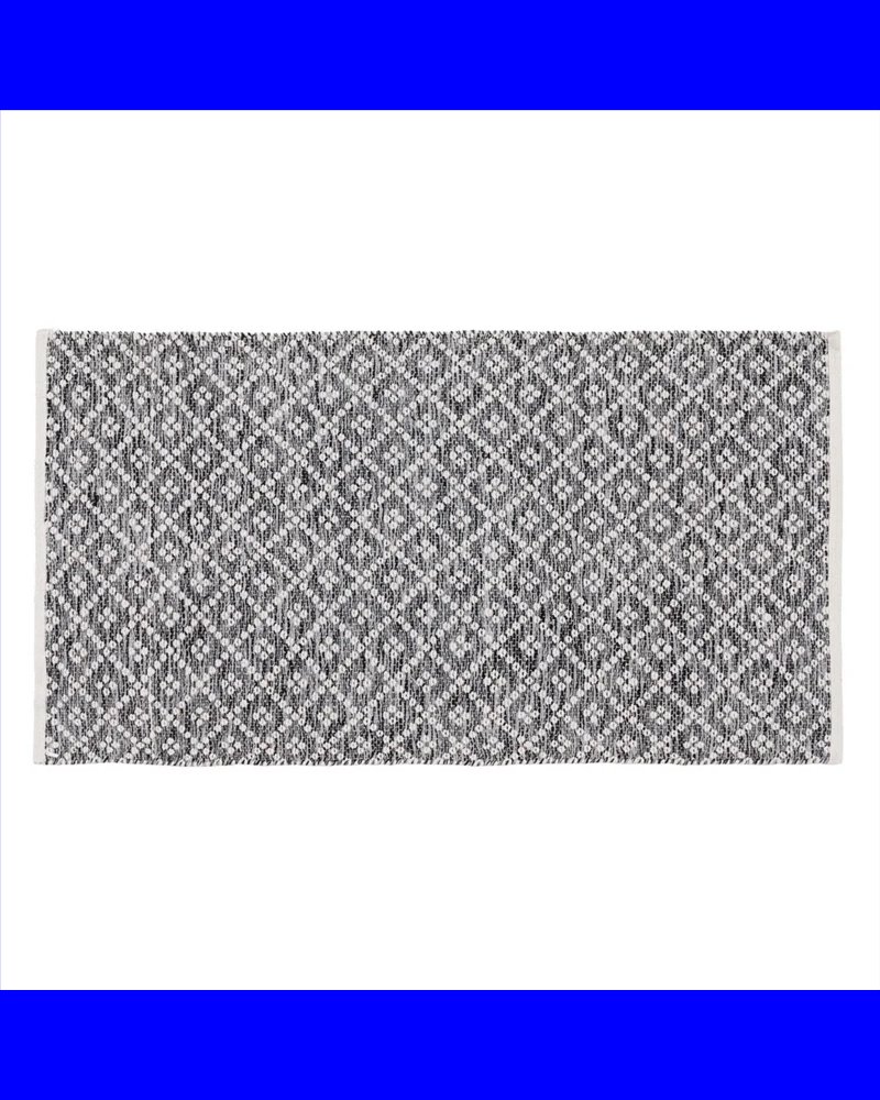 ALFOMBRA GRIS-BLANCO POLIESTER-ALGODÓN 80 X 150 CM